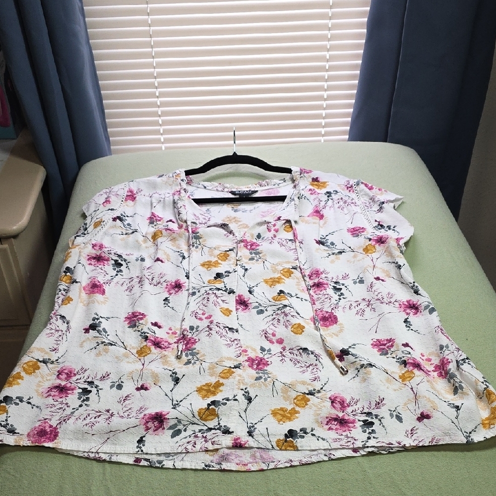 Floral Women's Top - White, Pink, Yellow